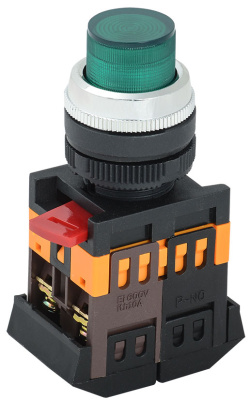Кнопка ABLFP-22 зеленый d22мм неон/240В 1з+1P IEK IEK  BBT20-ABLFP-K06