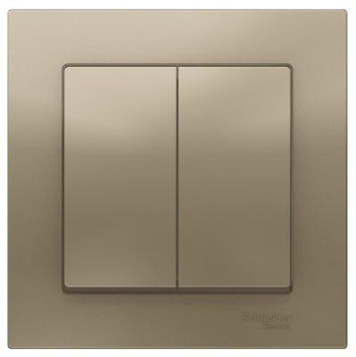 Выключатель 2-клавишный сх.6 10AX в сборе Schneider Electric AtlasDesign Шампань Systeme Electric AtlasDesign ATN000552