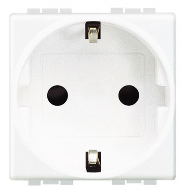 Розетка с заземлением с крышкой и суппортом Bticino Living Light Белый Bticino Living Light N4141MAP