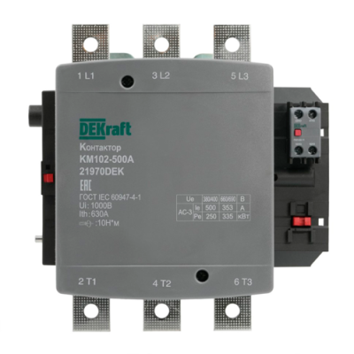 DEKraft КМ-102 Контактор 500А 220В_АС АС3_ АС4 1НО+1НЗ DEKraft КМ-102 21970DEK