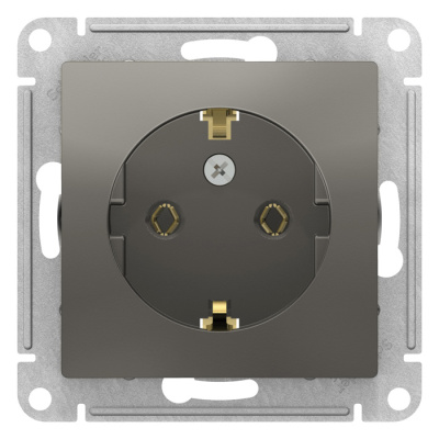 Розетка с заземлением 16A механизм Schneider Electric AtlasDesign Сталь Systeme Electric AtlasDesign ATN000943