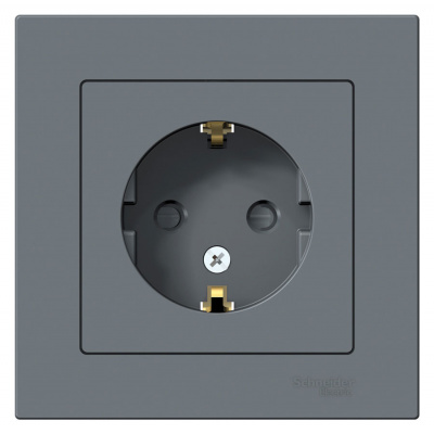 Розетка с заземлением со шторками 16A в сборе Schneider Electric AtlasDesign Грифель Systeme Electric AtlasDesign ATN000744