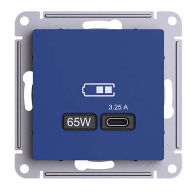 SE AtlasDesign Розетка USB высокоскор.заряд. Аквамаринин тип-C 65Вт QCPD механизм Systeme Electric AtlasDesign ATN001127