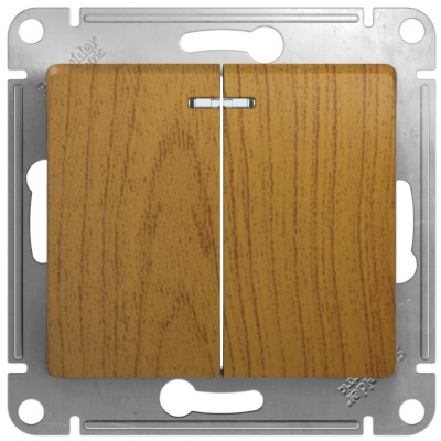 Выключатель 2-клавишный с подсветкой 10A (схема 5A) Systeme Electric Glossa Дуб Systeme Electric Glossa GSL000553