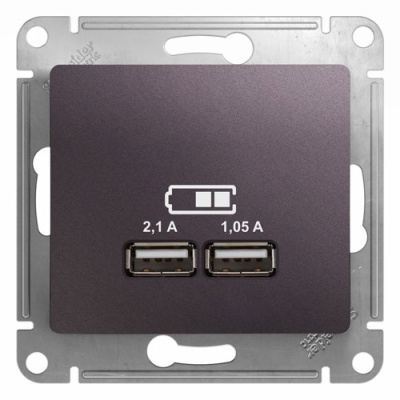 Розетка USB A+A 5В/2,1 А 2х5В/1,05 А механизм Systeme Electric Glossa Сиреневый туман Systeme Electric Glossa GSL001433