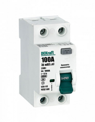 УЗО-03 2P 100A 30mA тип A 6кА DEKraft ВДТ DEKraft ВДТ 14267DEK