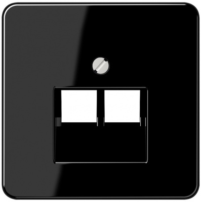 Накладка телефонной/комп (IAE/UAE) розетки 2-ой наклонной Jung Черный Jung CD серия CD569-2UASW