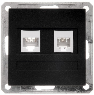 Розетка телефонная RJ11 + компьютерная RJ45 кат.5е Wessen 59 Черный бархат Wessen Wessen 59 RSI-251TK5E-6-86