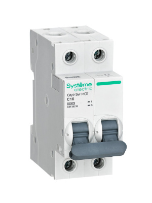 Systeme Electric City9 Set Автомат (АВ) С 16А 2P 6kA 230В Systeme Electric City9 C9F36216