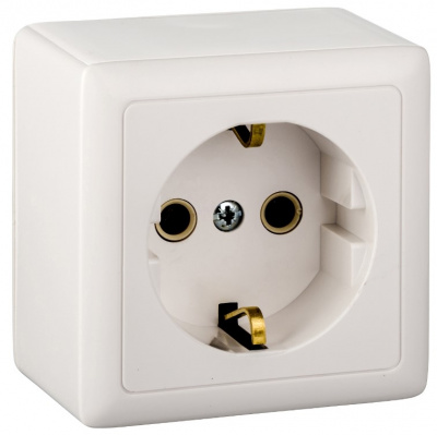 Розетка 1-ая с заземлением 16A изолир. плата накладная в сборе Wessen Хит Белый Wessen Wessen Хит RA16-133I-B
