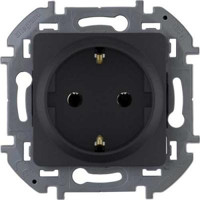 Розетка с заземлением для скрытого монтажа, ток 16 А, напряжение ~250В, 3680 Вт. Legrand Inspiria Антрацит Legrand Inspiria 673723