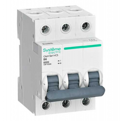 Systeme Electric City9 Set Автомат (АВ) B 6А 3P 6kA 400В Systeme Electric City9 C9F16306