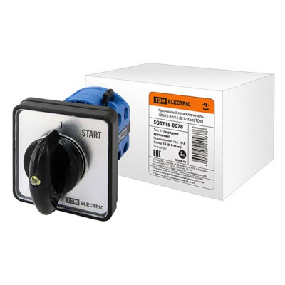 Переключатель кулачковый (0-1<-Start) 2P, 10A, 230/400V, IP40/IP20 / белый/черный TDM КПУ11-10/15 TDM ELECTRIC КПУ11 SQ0715-0078