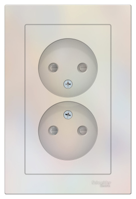 Розетка двойная без заземления со шторками 16A в сборе Schneider Electric AtlasDesign Жемчуг Systeme Electric AtlasDesign ATN000422