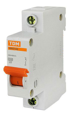 Автоматический выключатель 1P 63A C 4,5kA TDM ELECTRIC  ВА47-63 TDM ELECTRIC  ВА47-63 SQ0218-0009