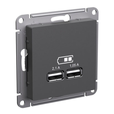 SE AtlasDesign Розетка USB Базальт A+A 5В/21 А 2х5В/105 А механизм Systeme Electric AtlasDesign ATN001433