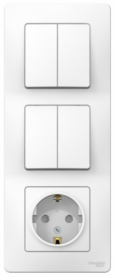 Блок: Розетка з/к шт 16A 250В + выкл 2-кл. + выкл 2-кл. скрытой установки Systeme Electric Blanca Белый Systeme Electric Blanca BLNBS102201
