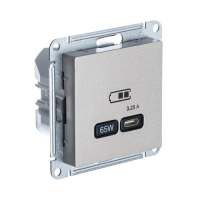 Розетка USB тип-C 65W высокоскор.заряд. QC PD механизм Schneider Electric AtlasDesign Шампань Systeme Electric AtlasDesign ATN000527