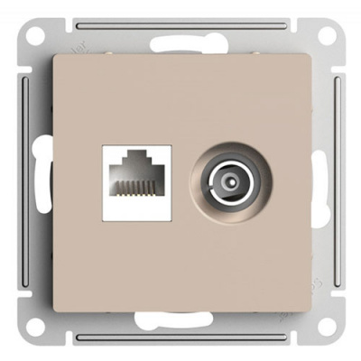 SE AtlasDesign Розетка двойная ТВ + компьютерная RJ45 Песочный кат. 5Е Systeme Electric AtlasDesign ATN001289