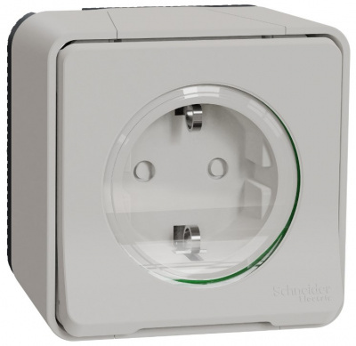 Розетка с заземлением и шторками накладного монтажа IP55 Schneider Electric Mureva Styl Белый Schneider Electric Mureva Styl MUR39034