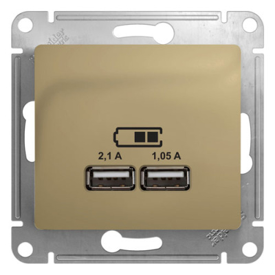 Розетка USB A+A 5В/2,1 А 2х5В/1,05 А механизм Systeme Electric Glossa Титан Systeme Electric Glossa GSL000433