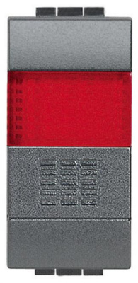 Кнопка 10A, 1P-NО + индикатор с красным рассеивателем Bticino Living Light Антрацит Bticino Living Light L4038R