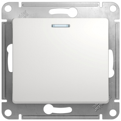 Переключатель 1-клавишный с подсветкой 10A (схема 6A) Systeme Electric Glossa Белый Systeme Electric Glossa GSL000163
