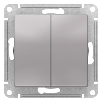 Переключатель 2-клавишный сх.6 10AX механизм Schneider Electric AtlasDesign Алюминий Systeme Electric AtlasDesign ATN000365