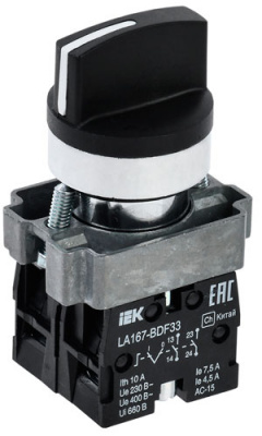 Переключатель LA167-BDF33 3 полож. 2з черный IEK IEK  BSW20-BDF33-4-24-67-3-K02