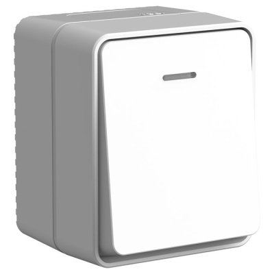 О/У Выключатель 1-клавишный с подсветкой 10 АХ AtlasDesign Profi54 Серый Systeme Electric AtlasDesign Profi54 ATN543013