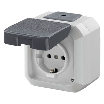 Розетка IP54 с заземлением 16А с защитной крышкой  ABB Variant+ Серый ABB Variant+ 2CHN183510C4517
