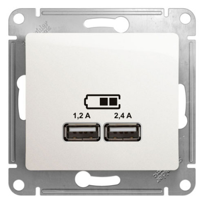 Розетка USB A+С, 5В/2,4А 2х5В/1,2 А механизм Systeme Electric Glossa Перламутр Systeme Electric Glossa GSL000639