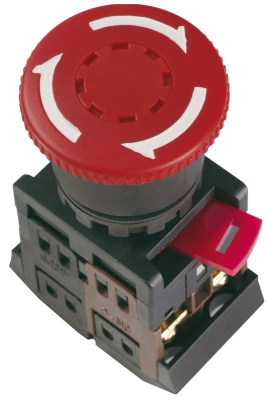 Кнопка AE-22 "Грибок" с фиксацией красный d22мм 240В 1з+1P IEK IEK  BBG10-AE-K04
