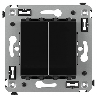 Выключатель двухклавишный в стену, "Avanti", "Черный квадрат" DKC DKC Avanti 4402104DKC