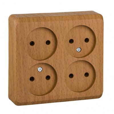 Этюд о/у 4-местная Розетка без заземления без шторок 16А 250B, бук, россия SE Systeme Electric Этюд PA16-205T