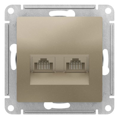 Розетка двойная компьютерная RJ45+RJ45 кат.5E механизм Schneider Electric AtlasDesign Шампань Systeme Electric AtlasDesign ATN000585