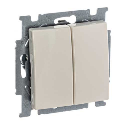 Выключатель 2-клавишный ABB BJB Basic55 Слоновая кость ABB Basic 55 2CKA001012A2148