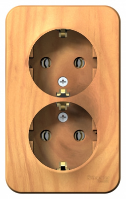 Розетка двойная с заземлением без шторок накладного монтажа с изолирующей пластиной 16A 250В Systeme Electric Blanca Ясень Systeme Electric Blanca BLNRA010215