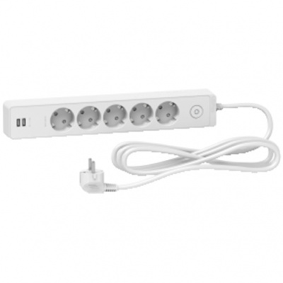 Unica EXTEND Удлинитель 5 розеток 2к+з, кабель 3м, 2 usb, Белый Schneider Electric Schneider Electric  ST945U3W