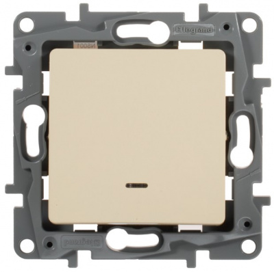 Выключатель 1-клавишный с подсветкой 10A винтовой зажим Legrand Etika Cлоновая кость Legrand Etika 672303