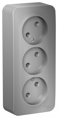 Розетка 3-ая без заземления без шторок накладного монтажа с изолирующей пластиной 16A 250В Systeme Electric Blanca Алюминий Systeme Electric Blanca BLNRA000313
