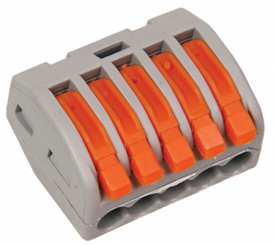 Клемма многоразовая, 5 контактов, 0.08-4мм2 серый/оранжевый IEK СМК 222-415 IEK СМК UKZ-004-415