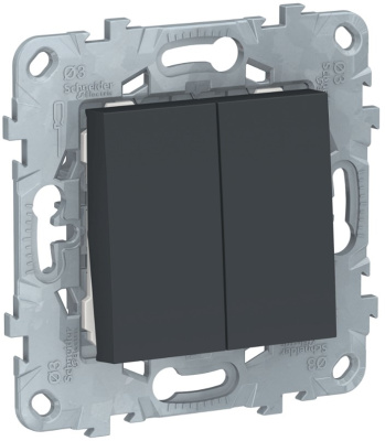 Выключатель 2-клавишный сх.5 Schneider Electric Unica New Антрацит Schneider Electric Unica New NU521154