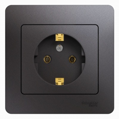 Розетка с заземлением 16A 250В в сборе Systeme Electric Glossa Графит Systeme Electric Glossa GSL001342