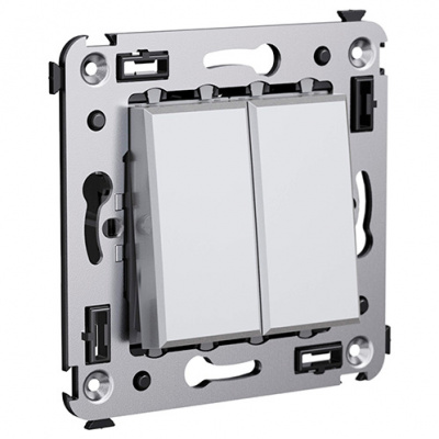 Выключатель двухклавишный в стену, "Avanti", "Закаленная сталь" DKC DKC Avanti 4404104DKC