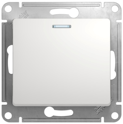 Переключатель 1-клавишный с подсветкой 10A (схема 6A) Systeme Electric Glossa Белый Systeme Electric Glossa GSL000163