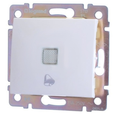 Выключатель кнопочный с подсветкой и символом "Звонок" 10A 12V Legrand Valena Белый Legrand Valena 774415