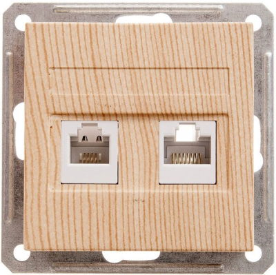 Розетка телефонная RJ11 + компьютерная RJ45 кат.5е Wessen 59 Сосна Wessen Wessen 59 RSI-251TK5E-7-86