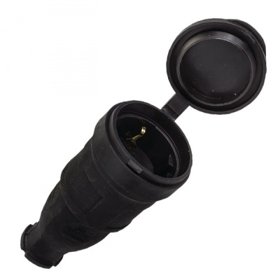 Розетка переносная с защитной крышкой каучуковая 230В 2P+PE 16A IP44 EKF PROxima EKF  RPS-012-16-230-44