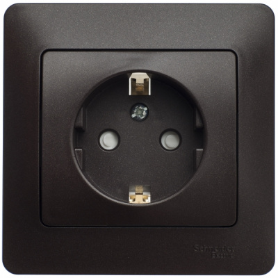 Розетка с заземлением со шторками в сборе Systeme Electric Glossa Шоколад Systeme Electric Glossa GSL000844